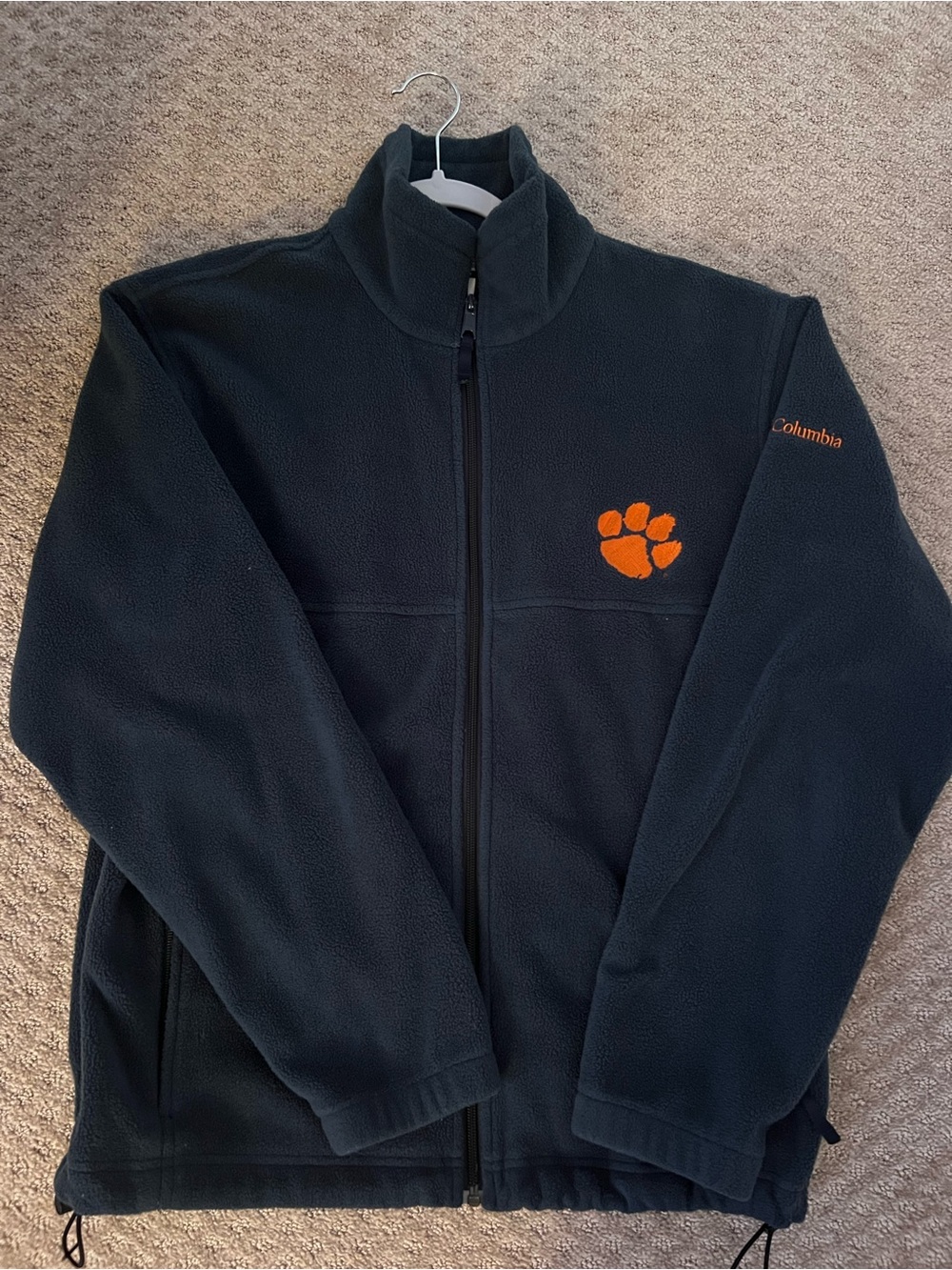 Columbia Clemson Tigers Fleece Jacket Men’s M Navy Blue Full Zip Orange Paw NCAA